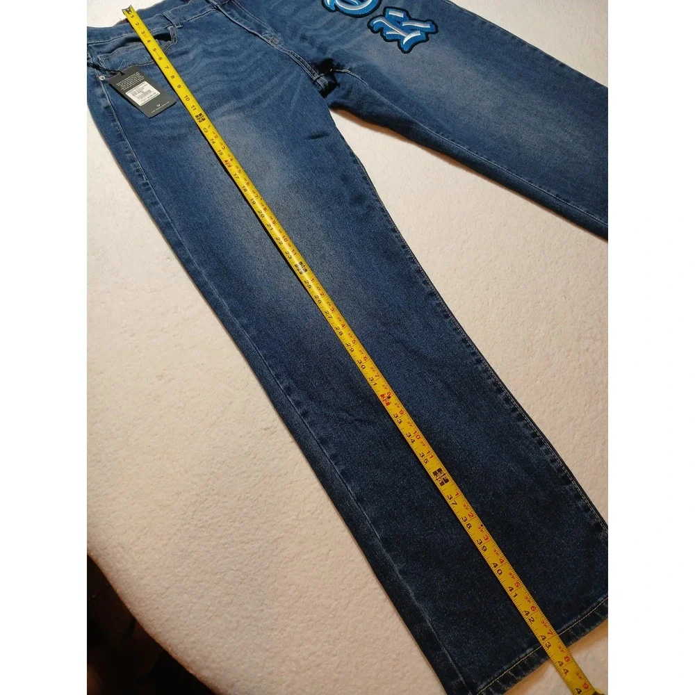 True Religion Bobby Applique Relaxed Baggy Jeans Mens W34 L32 Medium Blaze NWT